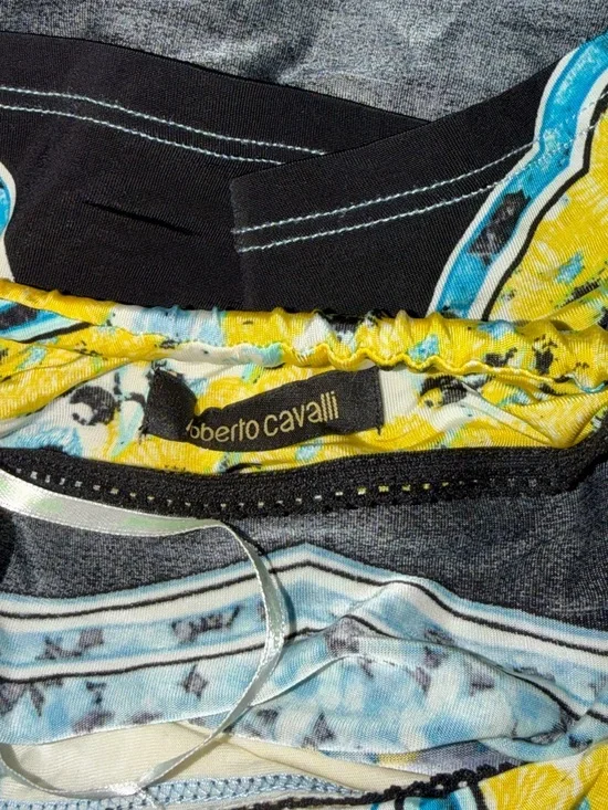 Vintage Roberto Cavalli Multicolor Print Stretch Knit Halter Neck Top Medium - Picture 4 of 5